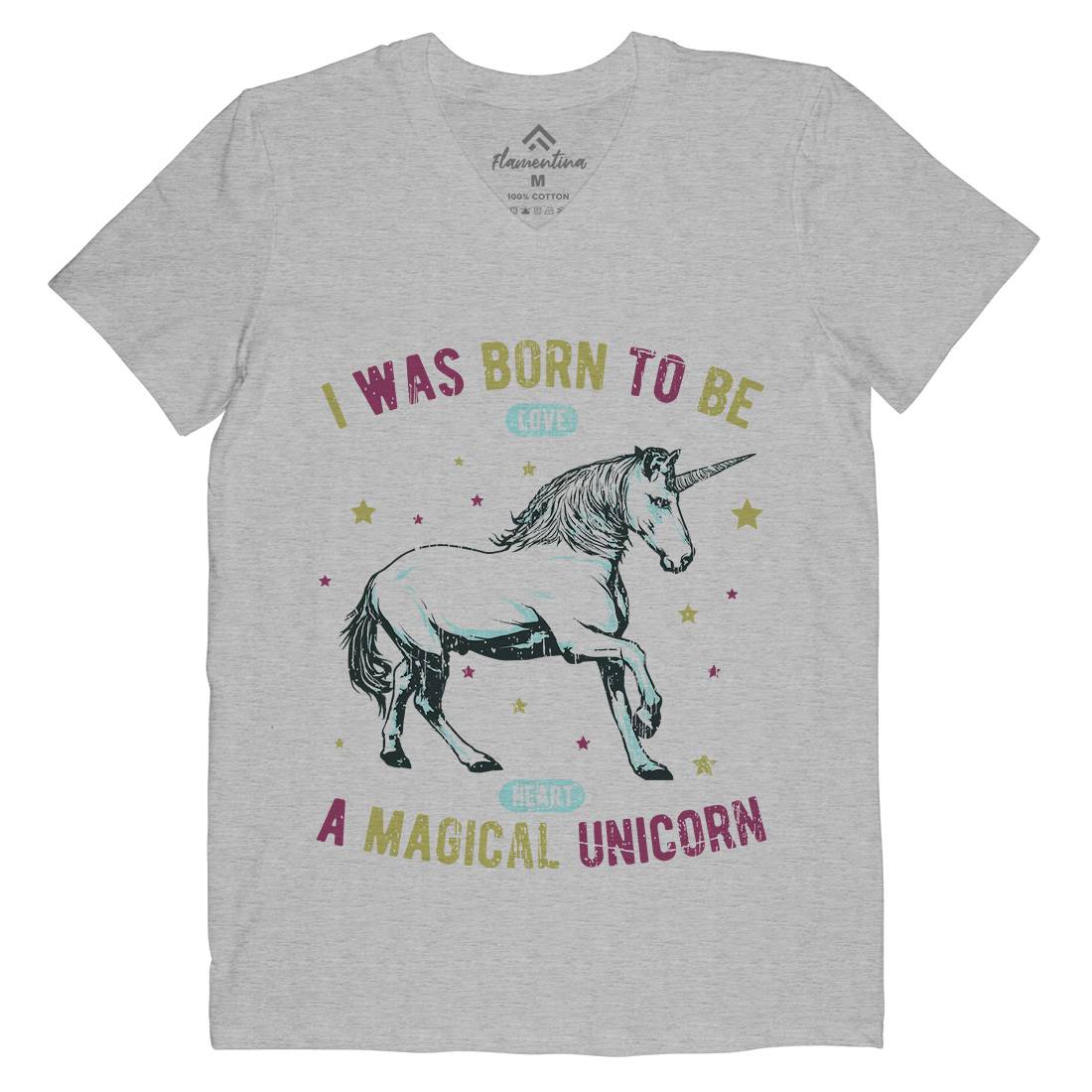Magical Unicorn Mens Organic V-Neck T-Shirt Animals B739