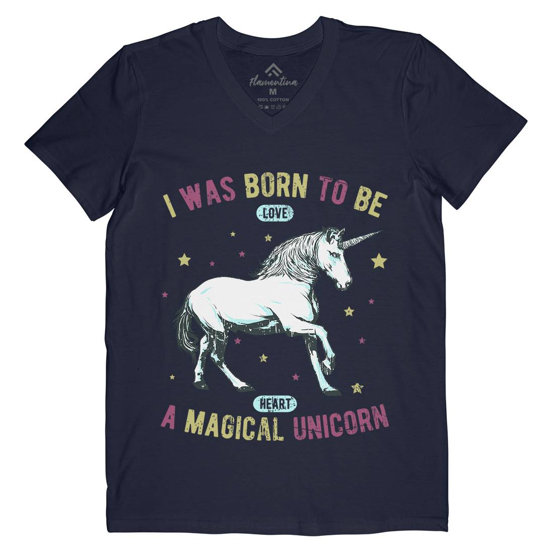 Magical Unicorn Mens Organic V-Neck T-Shirt Animals B739