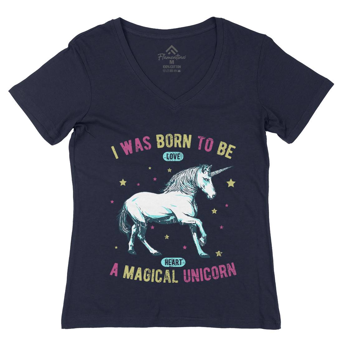Magical Unicorn Womens Organic V-Neck T-Shirt Animals B739