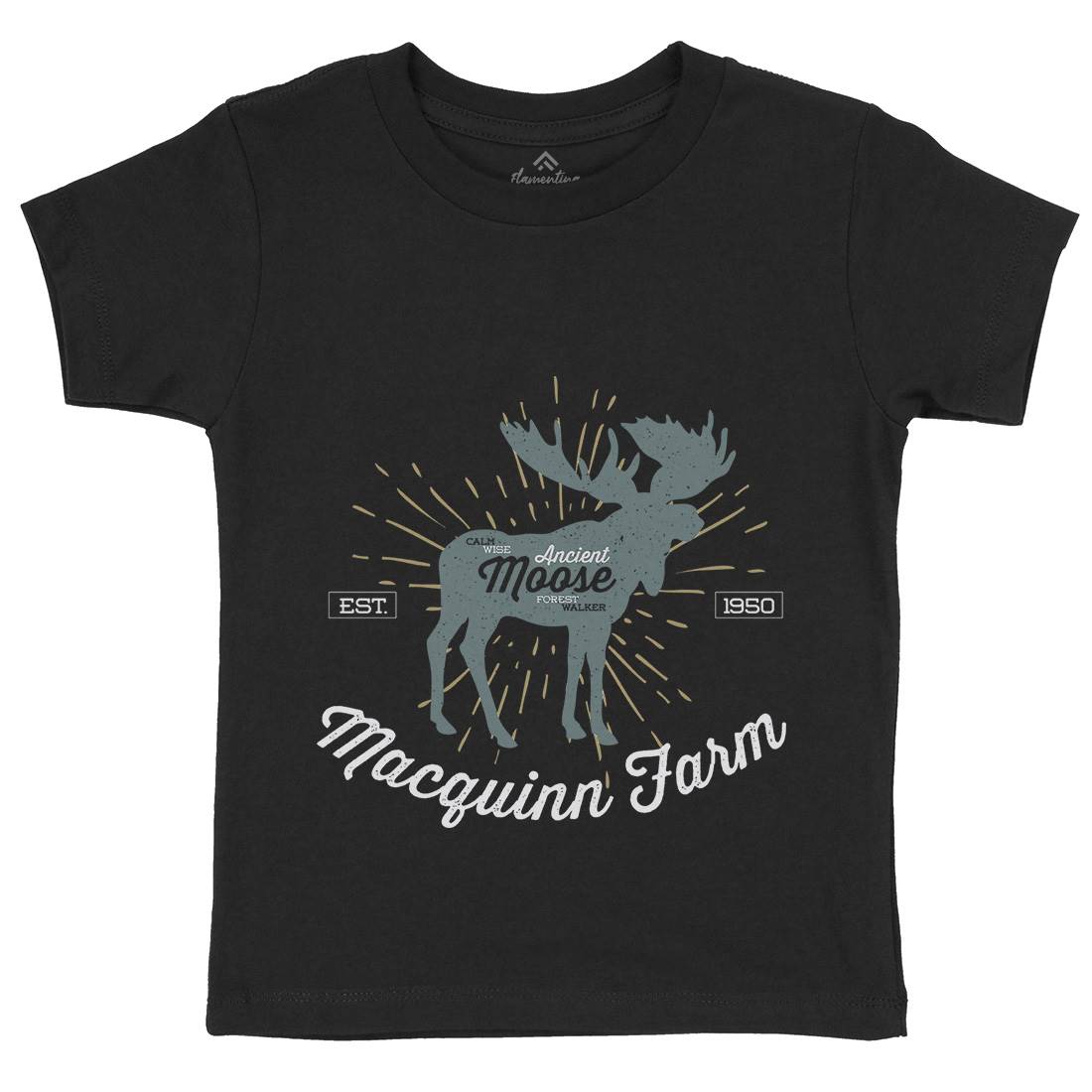 Moose Farm Kids Organic Crew Neck T-Shirt Animals B740