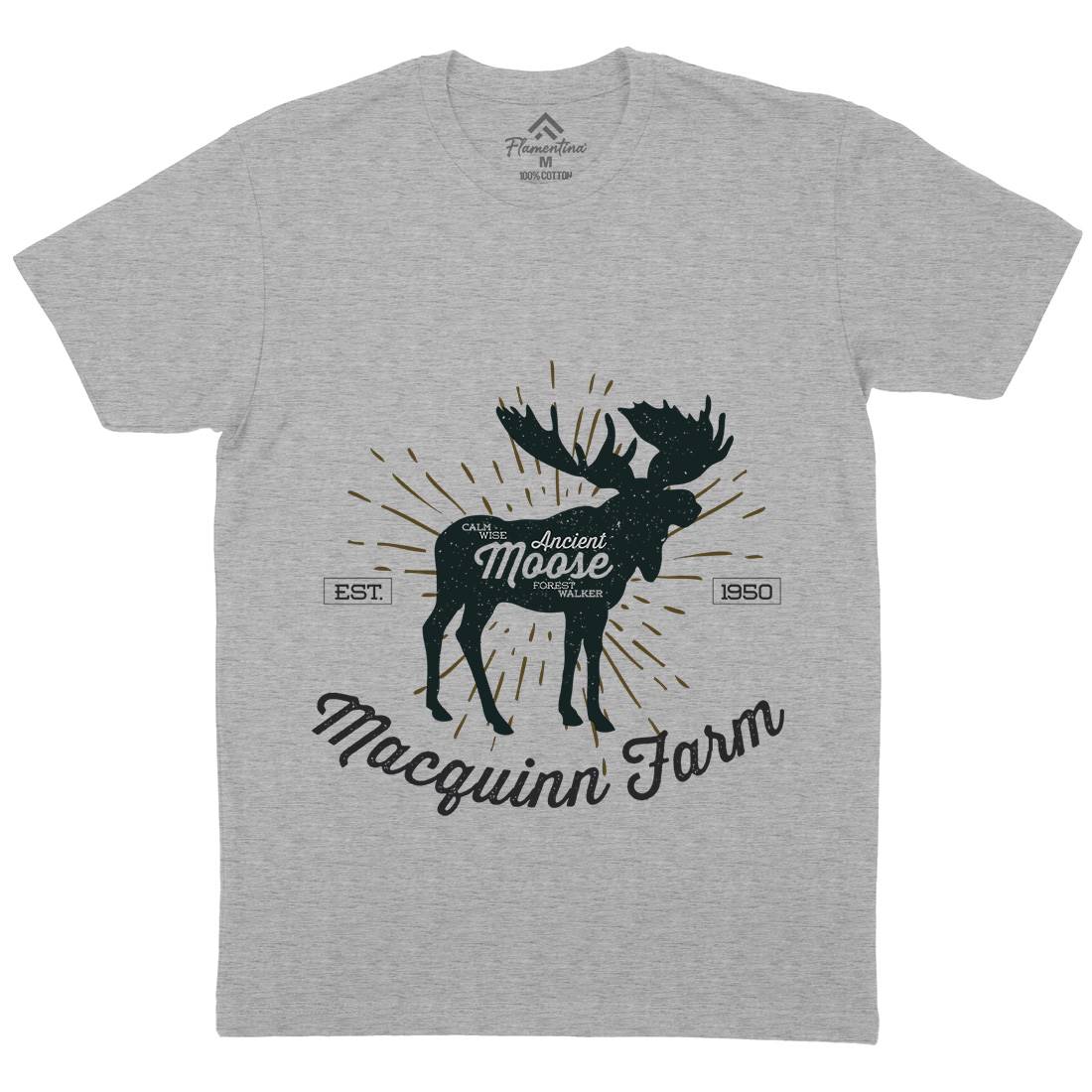 Moose Farm Mens Organic Crew Neck T-Shirt Animals B740