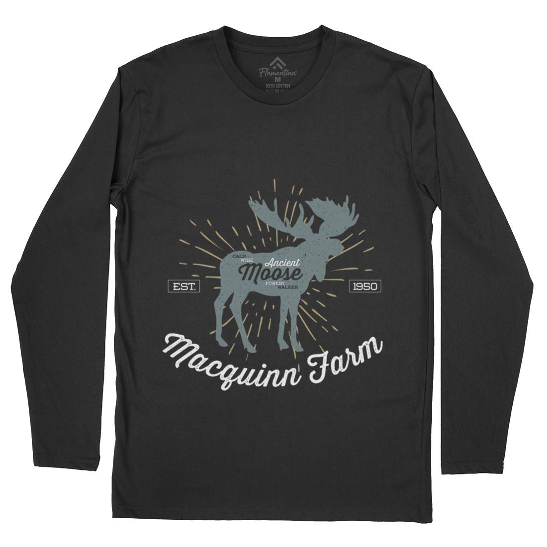 Moose Farm Mens Long Sleeve T-Shirt Animals B740