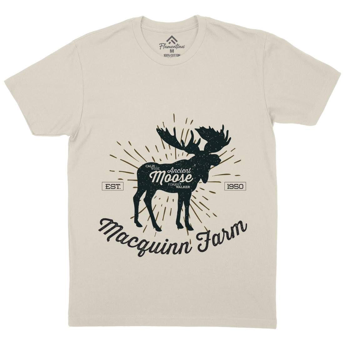 Moose Farm Mens Organic Crew Neck T-Shirt Animals B740
