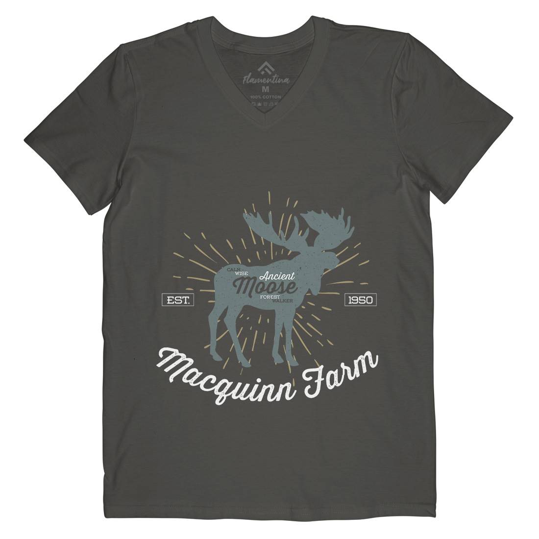 Moose Farm Mens V-Neck T-Shirt Animals B740