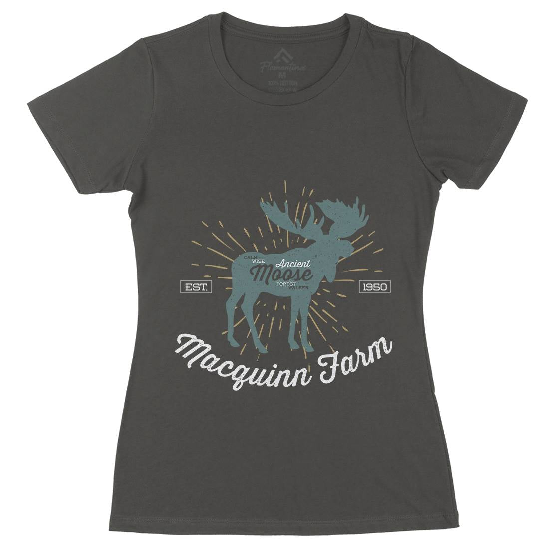 Moose Farm Womens Organic Crew Neck T-Shirt Animals B740