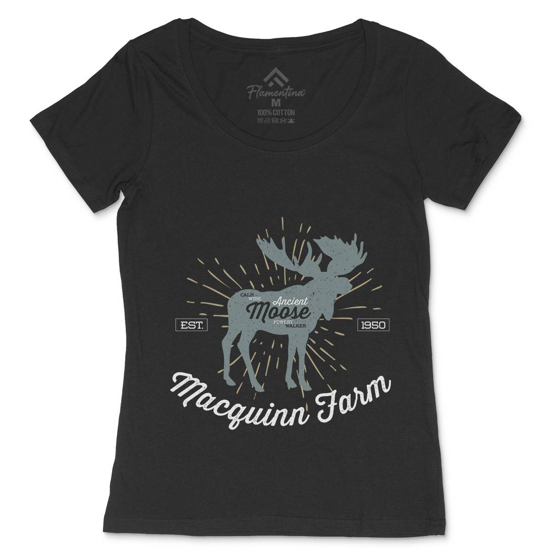Moose Farm Womens Scoop Neck T-Shirt Animals B740