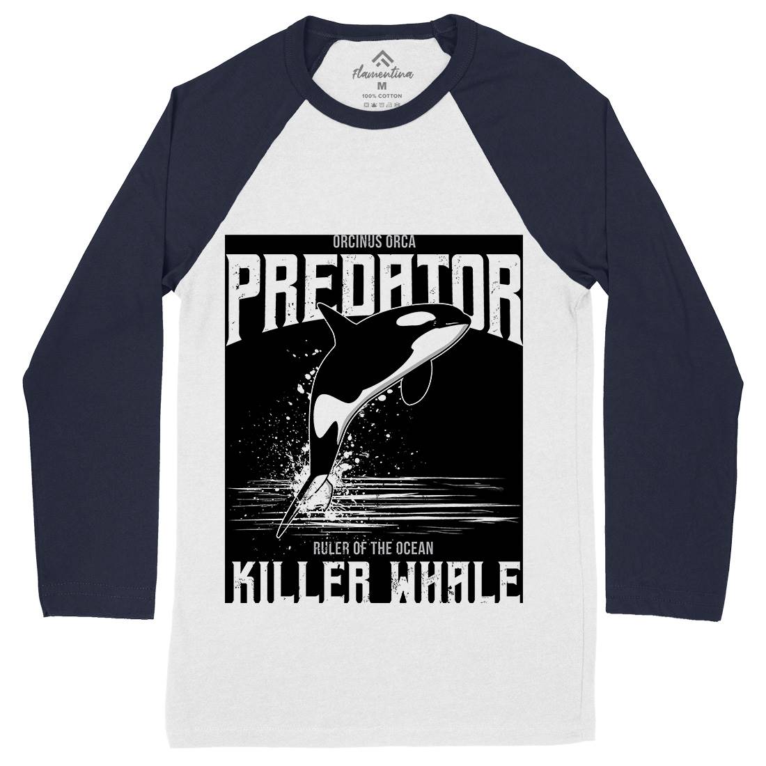 Orca Predator Mens Long Sleeve Baseball T-Shirt Animals B741