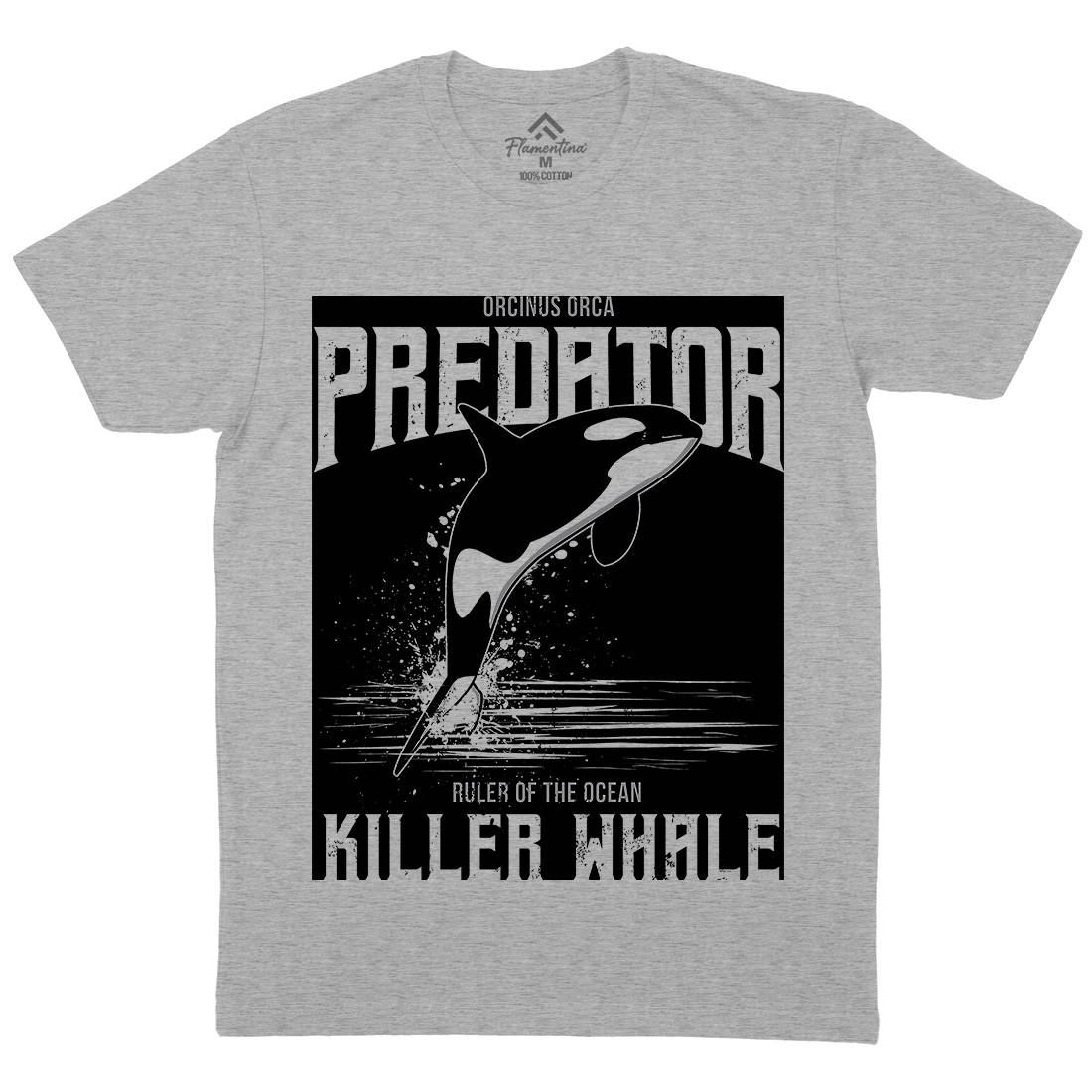 Orca Predator Mens Organic Crew Neck T-Shirt Animals B741