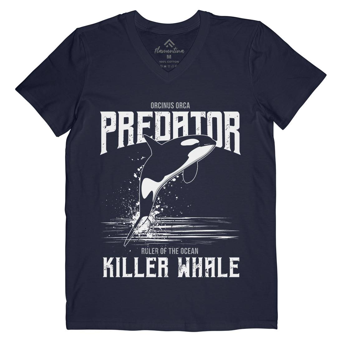 Orca Predator Mens Organic V-Neck T-Shirt Animals B741