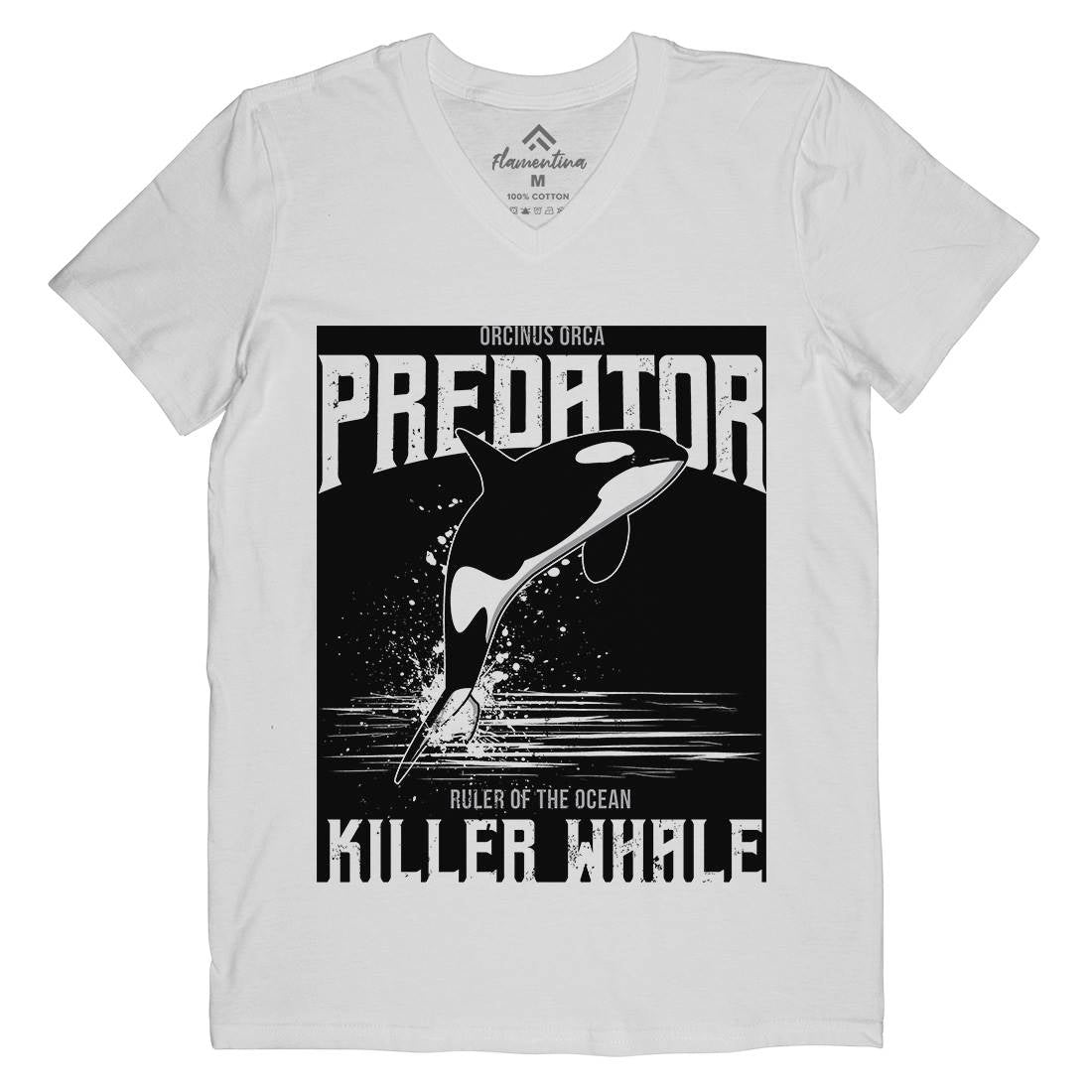 Orca Predator Mens Organic V-Neck T-Shirt Animals B741