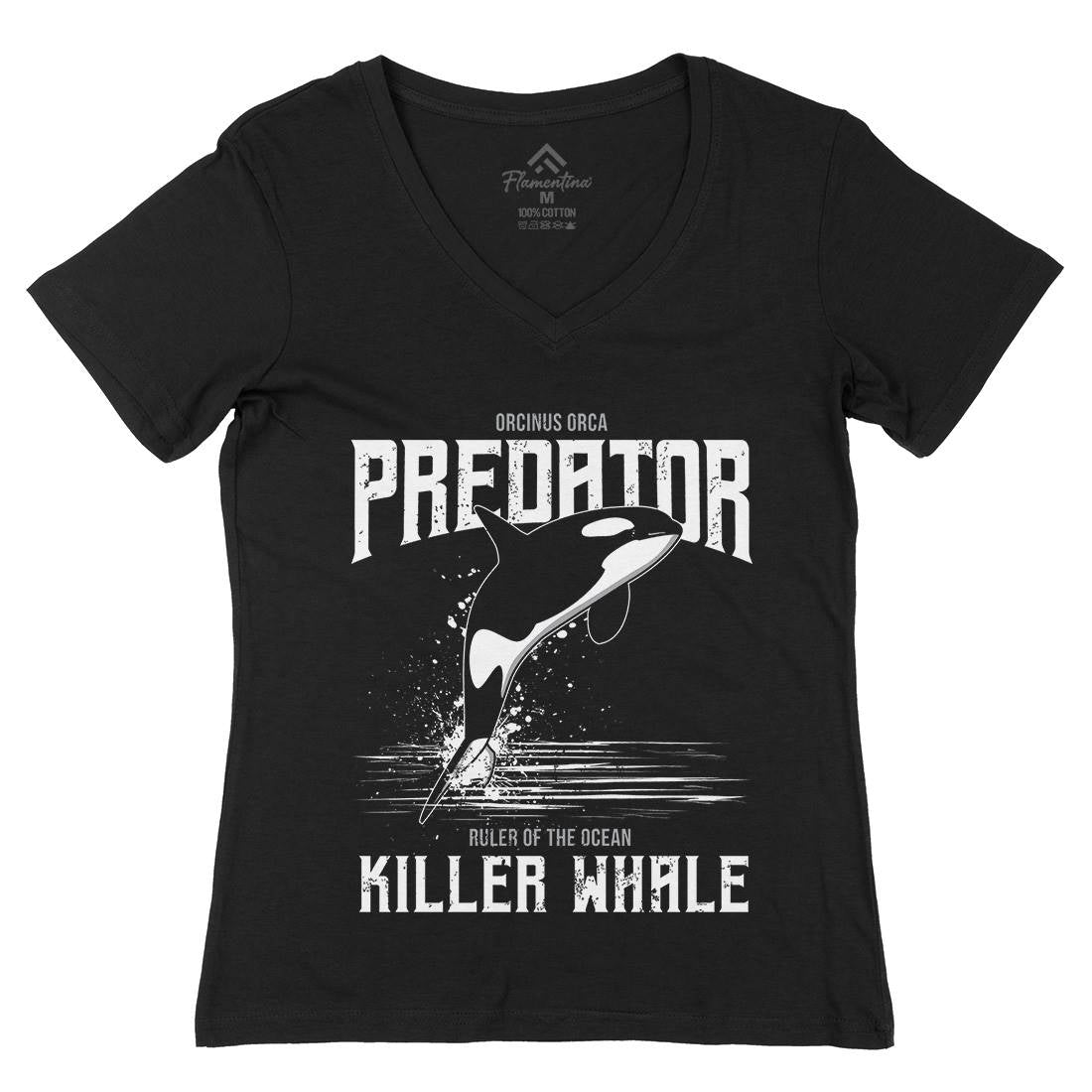 Orca Predator Womens Organic V-Neck T-Shirt Animals B741