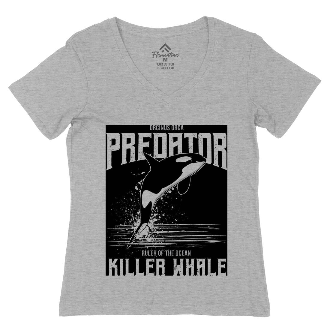 Orca Predator Womens Organic V-Neck T-Shirt Animals B741