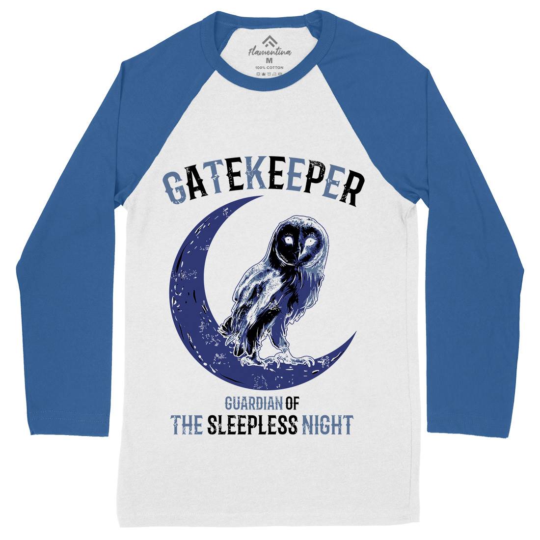 Owl Gatekeeper Mens Long Sleeve Baseball T-Shirt Animals B742
