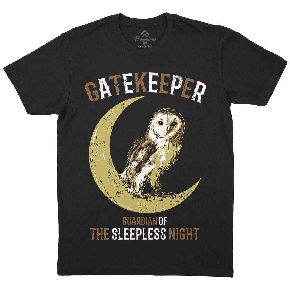 Owl Gatekeeper Mens Organic Crew Neck T-Shirt Animals B742