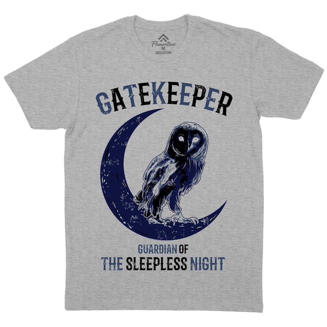 Owl Gatekeeper Mens Organic Crew Neck T-Shirt Animals B742
