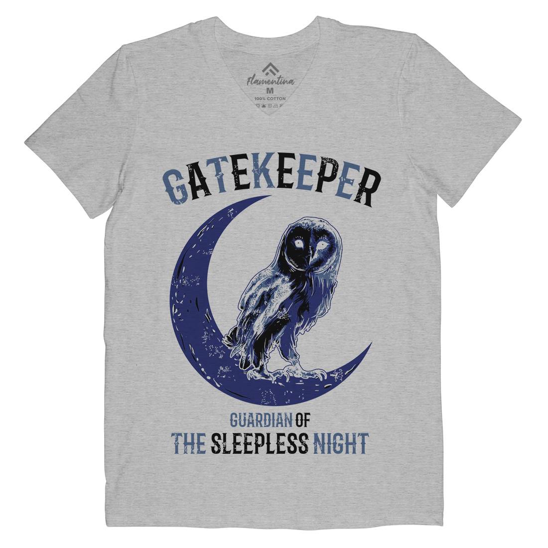 Owl Gatekeeper Mens Organic V-Neck T-Shirt Animals B742