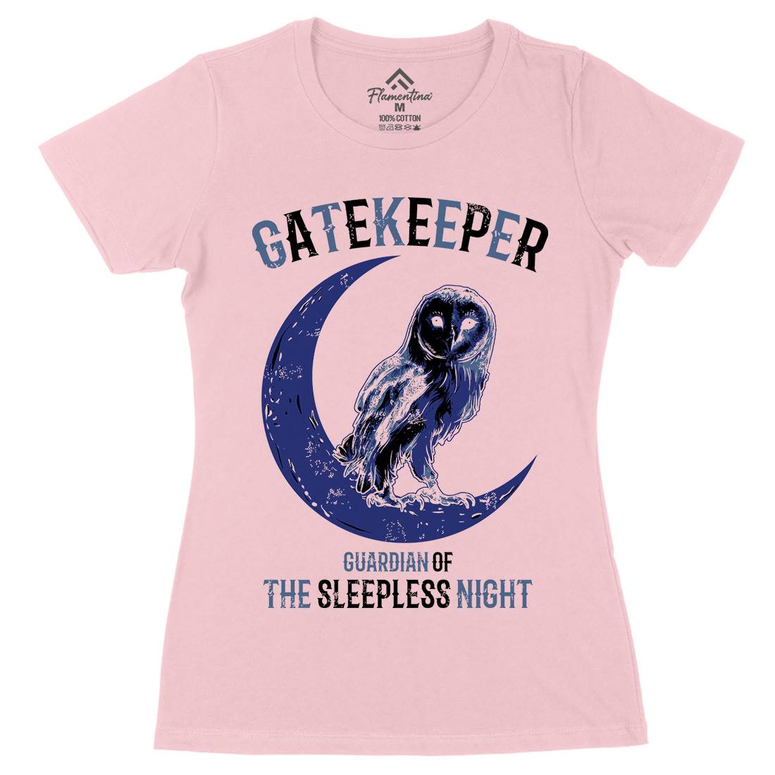 Owl Gatekeeper Womens Organic Crew Neck T-Shirt Animals B742
