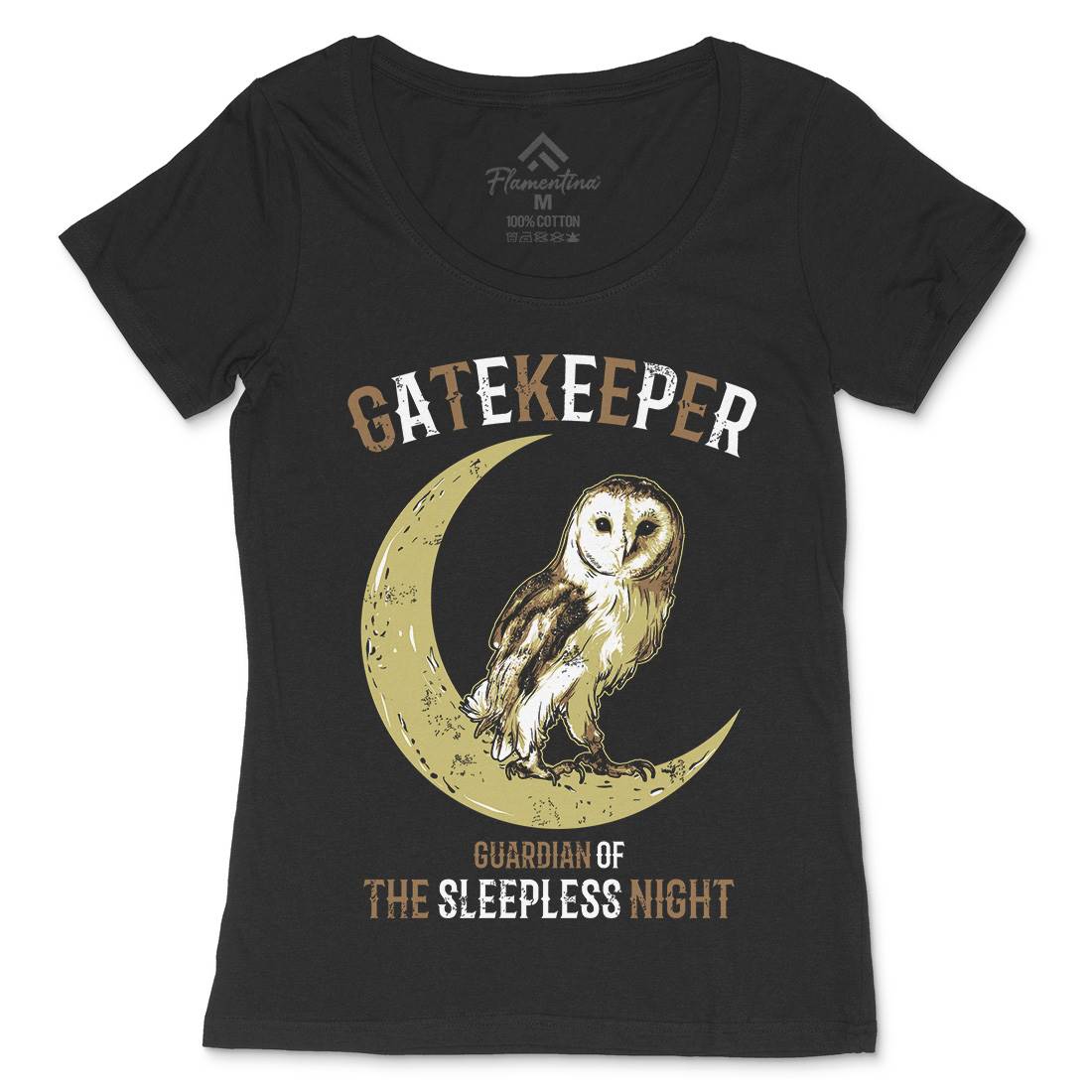 Owl Gatekeeper Womens Scoop Neck T-Shirt Animals B742