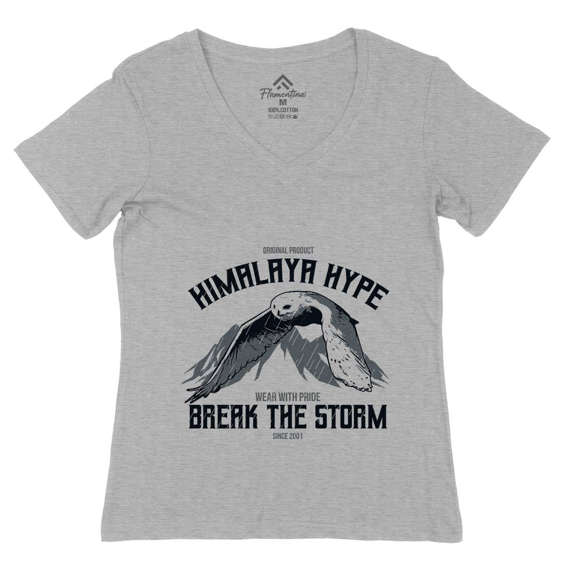 Owl Himalaya Womens Organic V-Neck T-Shirt Animals B743