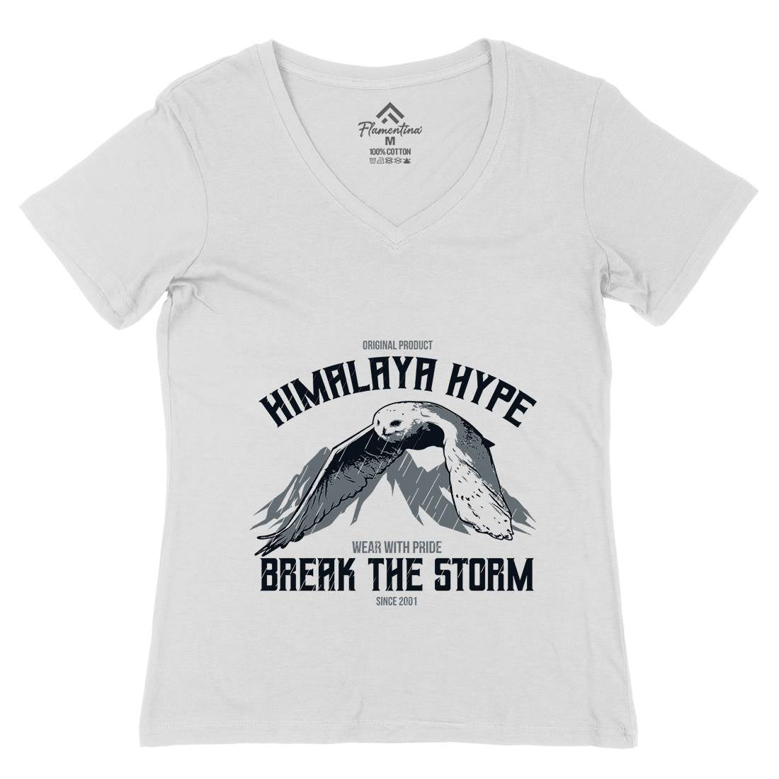 Owl Himalaya Womens Organic V-Neck T-Shirt Animals B743