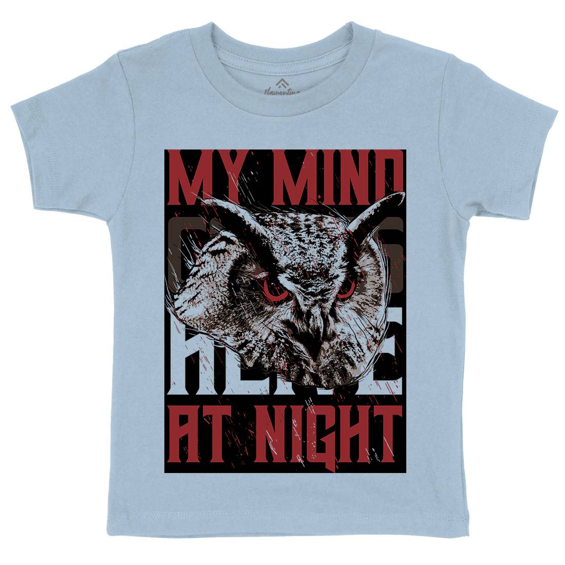 Owl Night Kids Crew Neck T-Shirt Animals B744