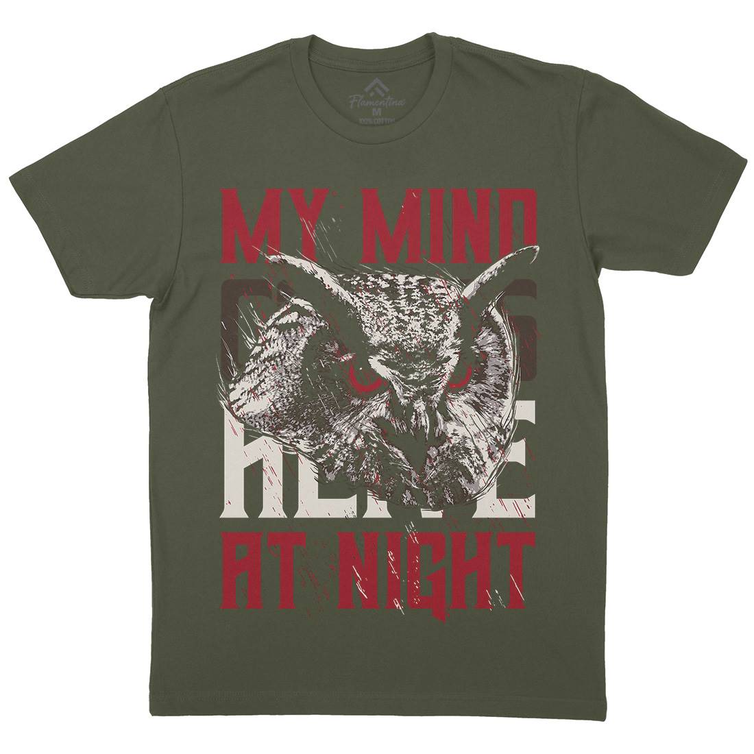 Owl Night Mens Organic Crew Neck T-Shirt Animals B744