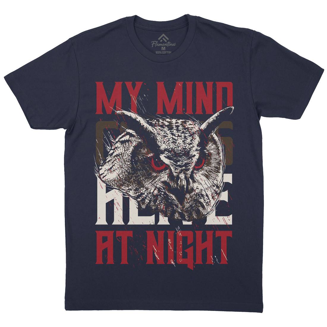 Owl Night Mens Crew Neck T-Shirt Animals B744