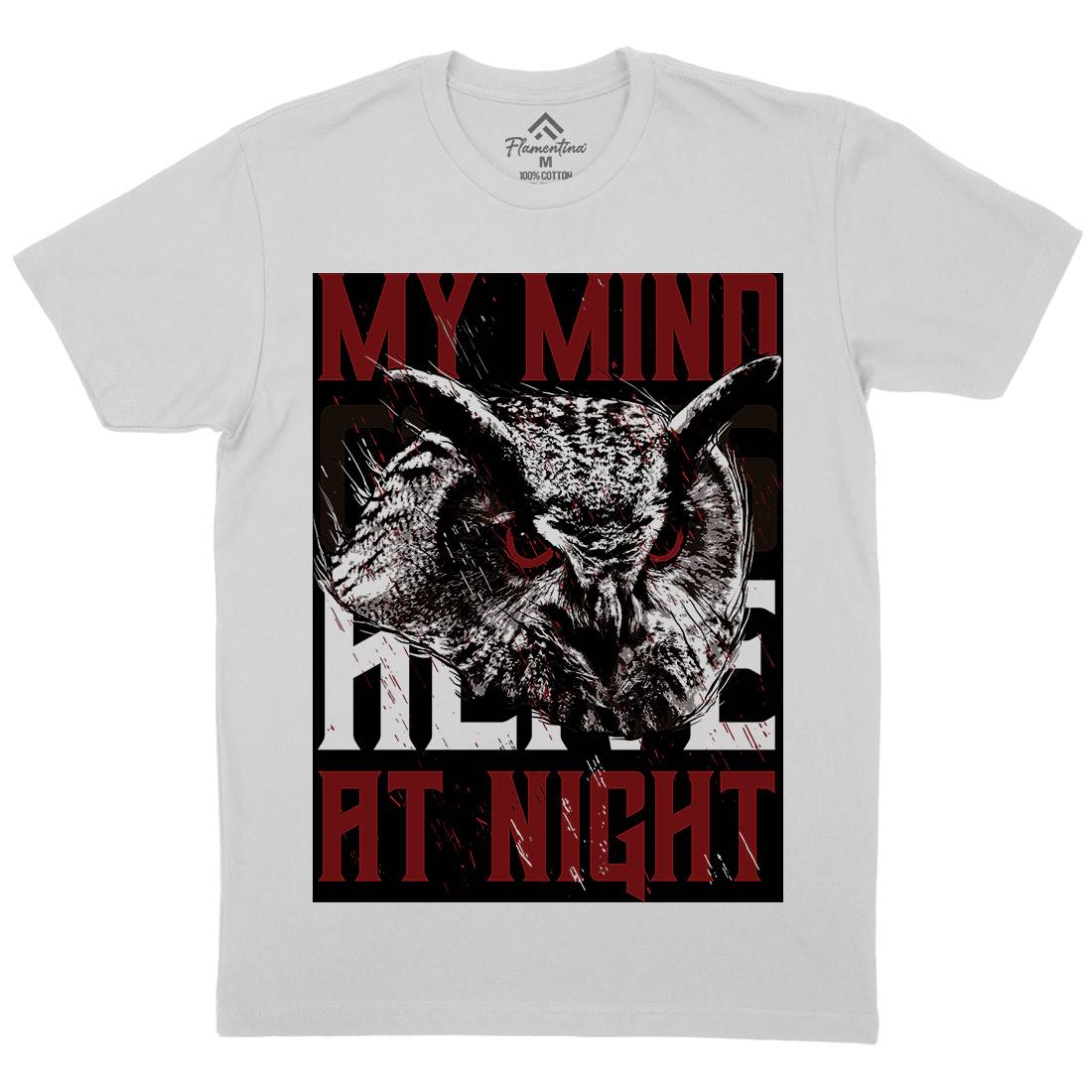 Owl Night Mens Crew Neck T-Shirt Animals B744