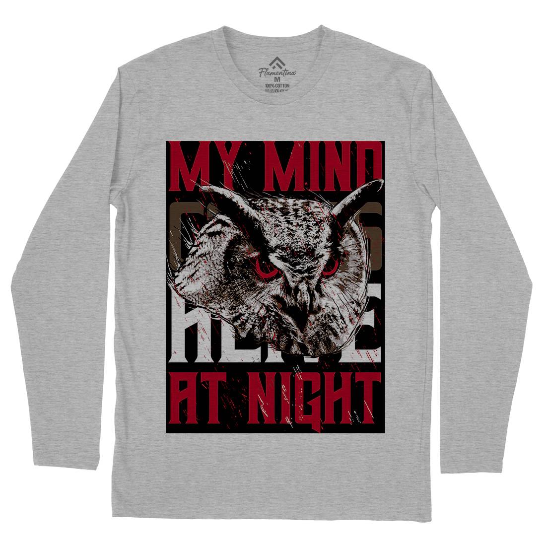 Owl Night Mens Long Sleeve T-Shirt Animals B744