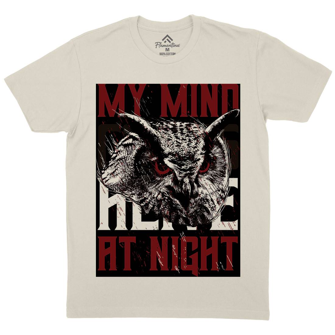 Owl Night Mens Organic Crew Neck T-Shirt Animals B744