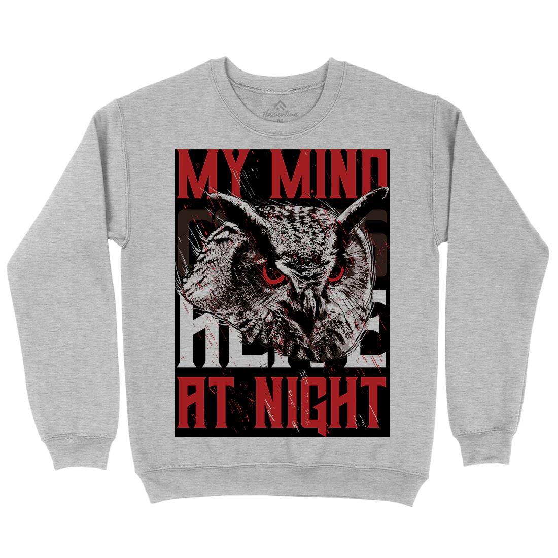 Owl Night Mens Crew Neck Sweatshirt Animals B744