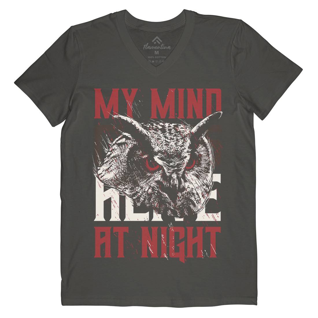 Owl Night Mens V-Neck T-Shirt Animals B744