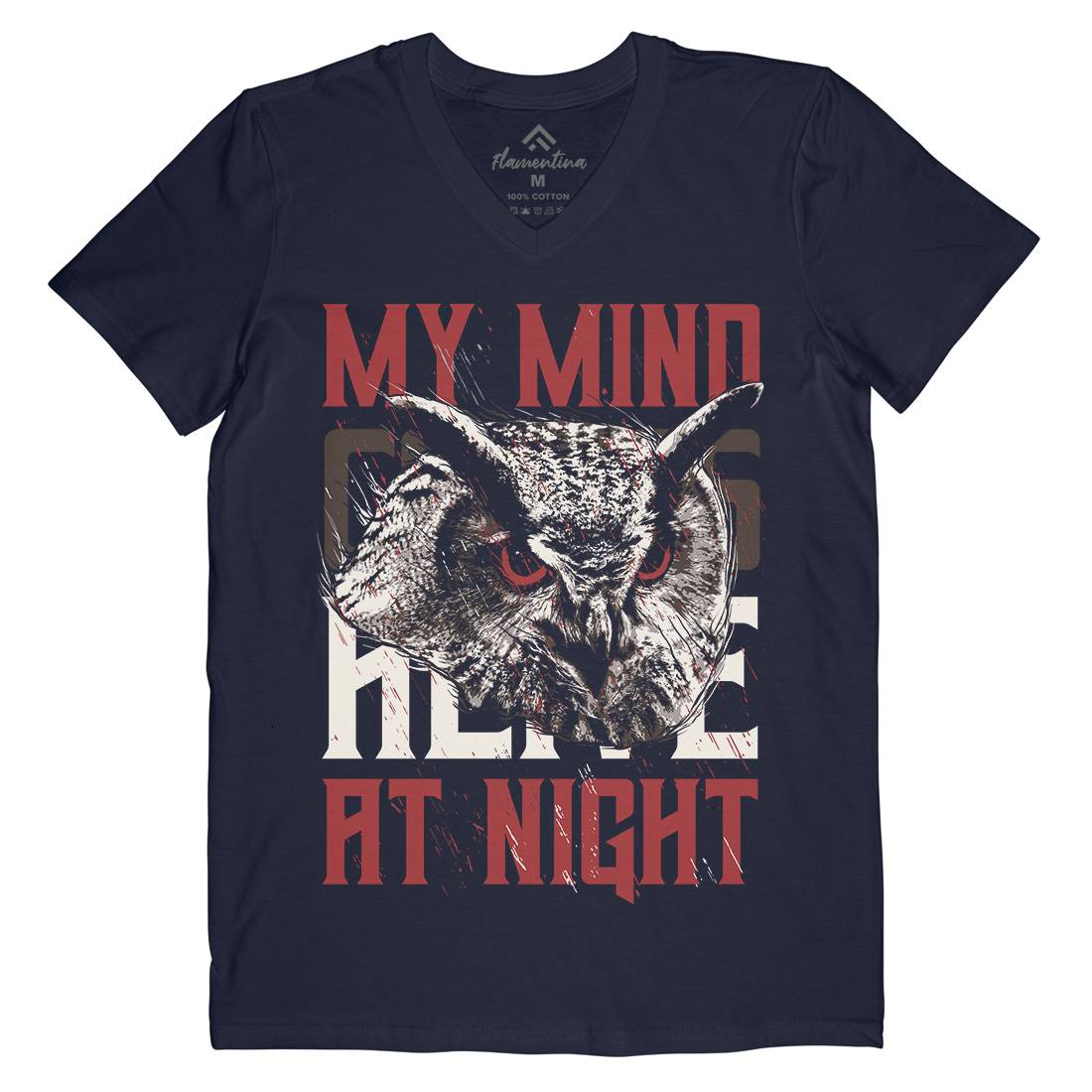 Owl Night Mens V-Neck T-Shirt Animals B744