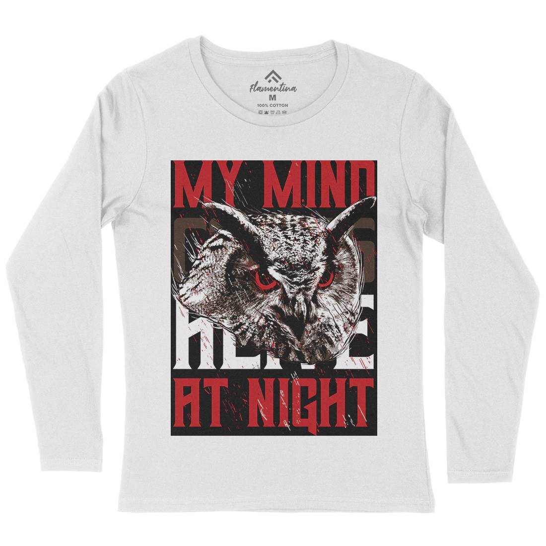 Owl Night Womens Long Sleeve T-Shirt Animals B744
