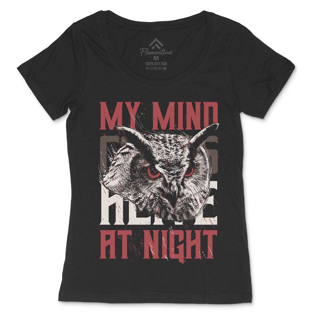 Owl Night Womens Scoop Neck T-Shirt Animals B744