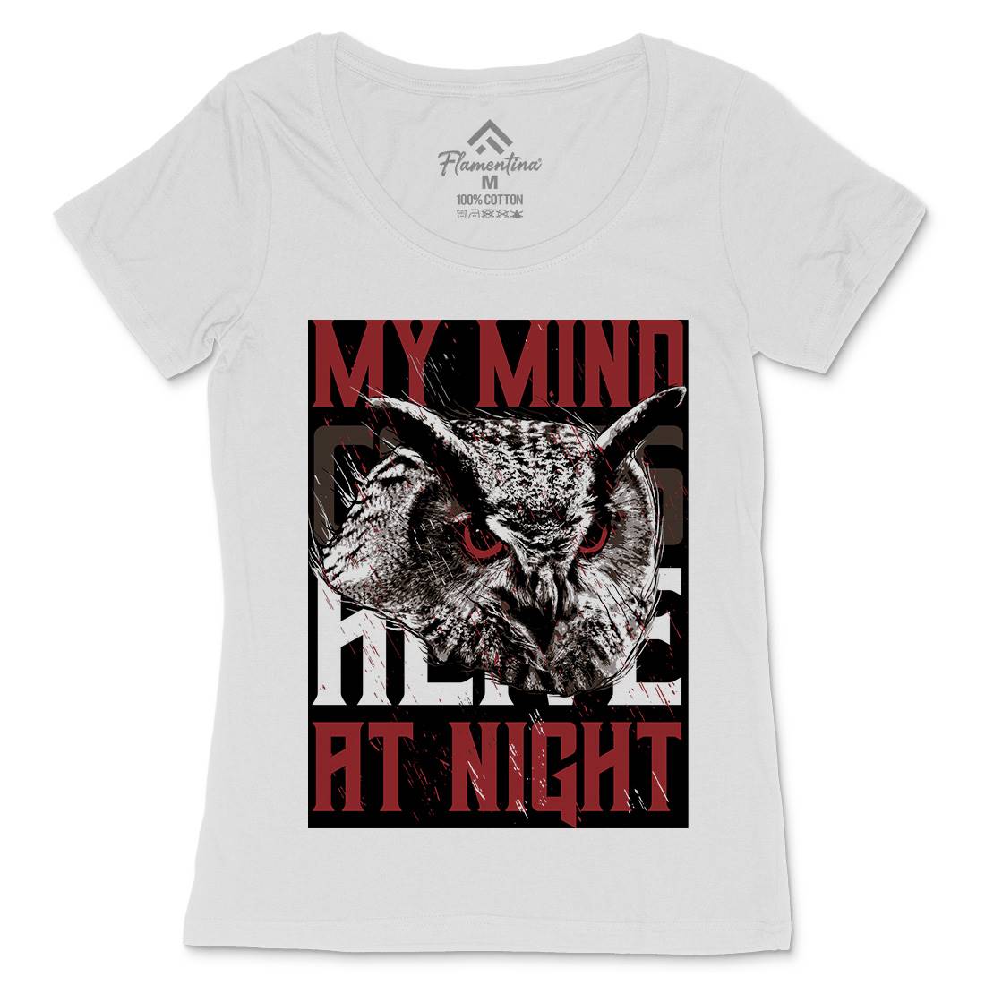 Owl Night Womens Scoop Neck T-Shirt Animals B744