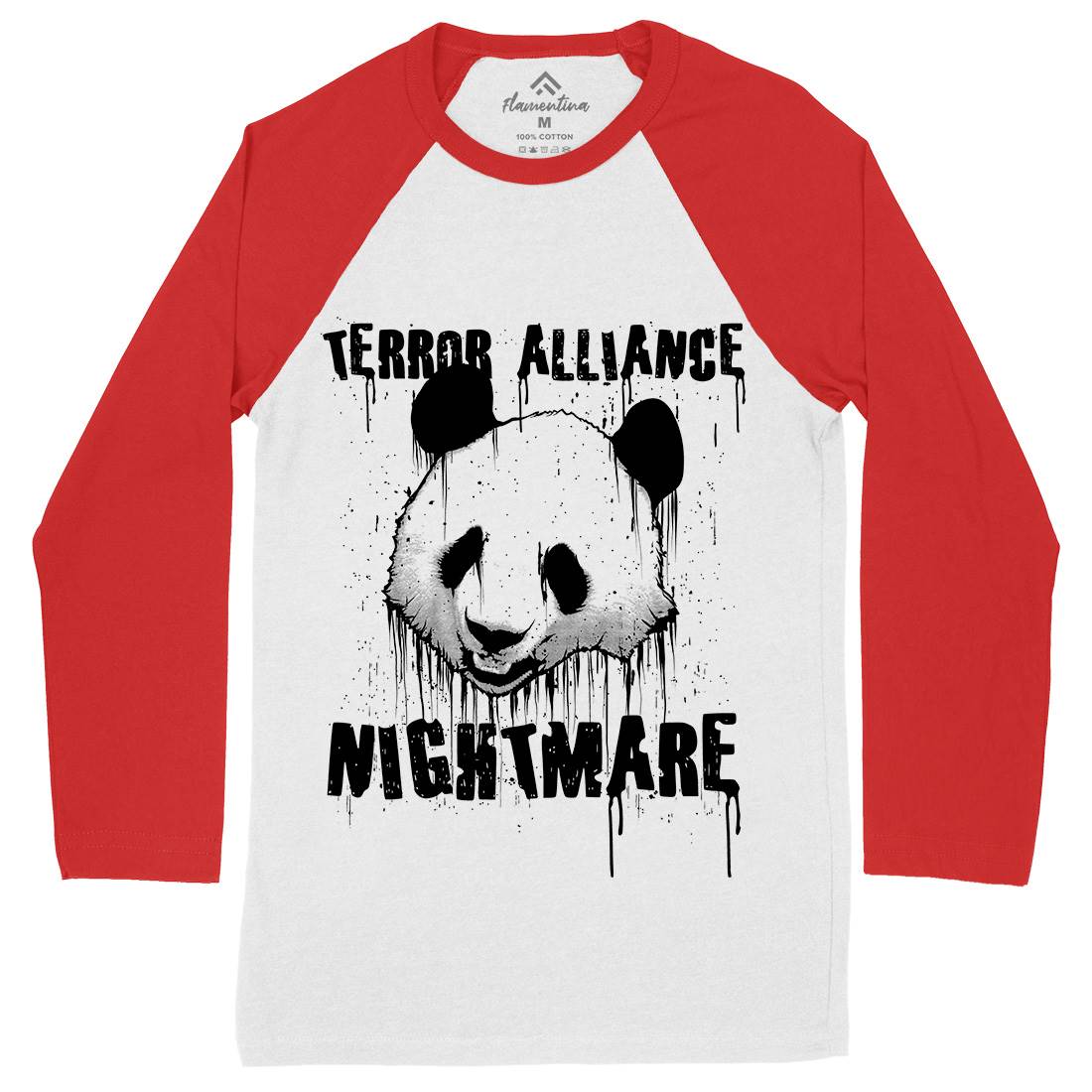 Panda Terror Mens Long Sleeve Baseball T-Shirt Animals B745