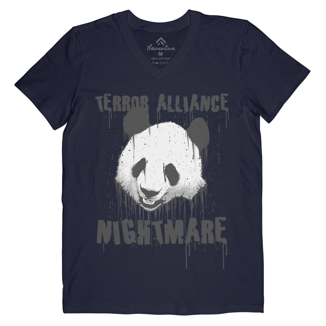 Panda Terror Mens Organic V-Neck T-Shirt Animals B745