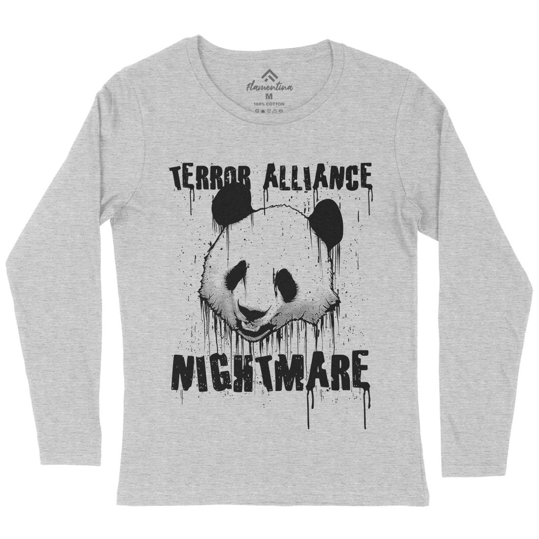 Panda Terror Womens Long Sleeve T-Shirt Animals B745