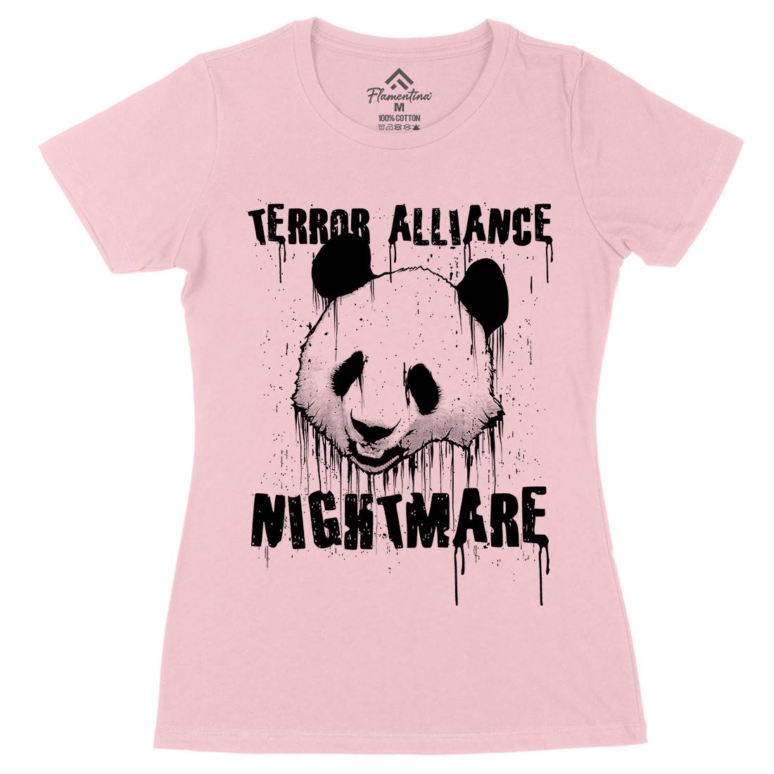 Panda Terror Womens Organic Crew Neck T-Shirt Animals B745