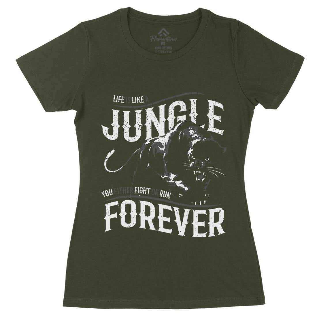 Panther Jungle Womens Organic Crew Neck T-Shirt Animals B746