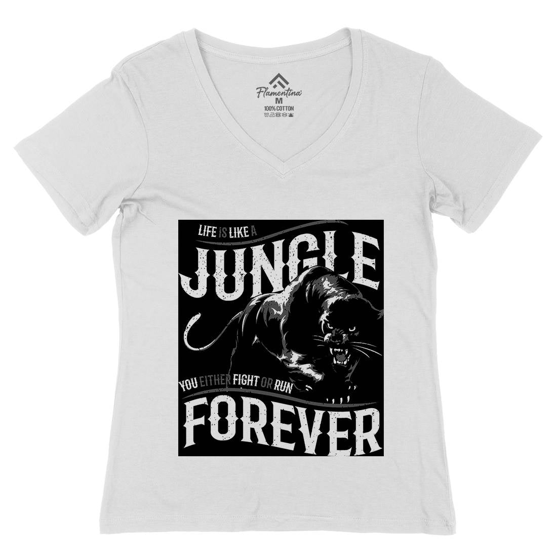 Panther Jungle Womens Organic V-Neck T-Shirt Animals B746