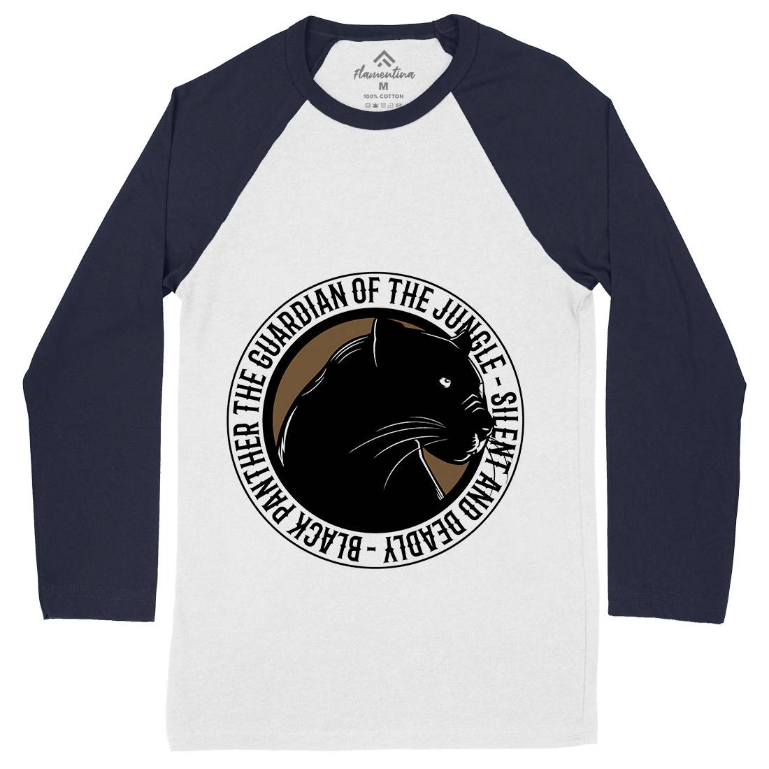 Panther Round Mens Long Sleeve Baseball T-Shirt Animals B747
