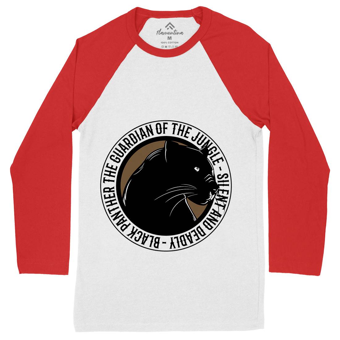 Panther Round Mens Long Sleeve Baseball T-Shirt Animals B747