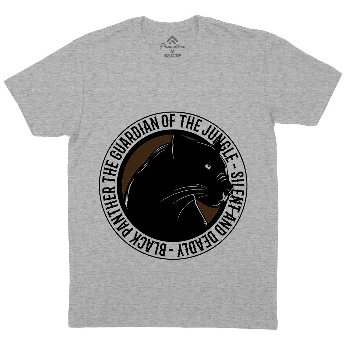 Panther Round Mens Organic Crew Neck T-Shirt Animals B747