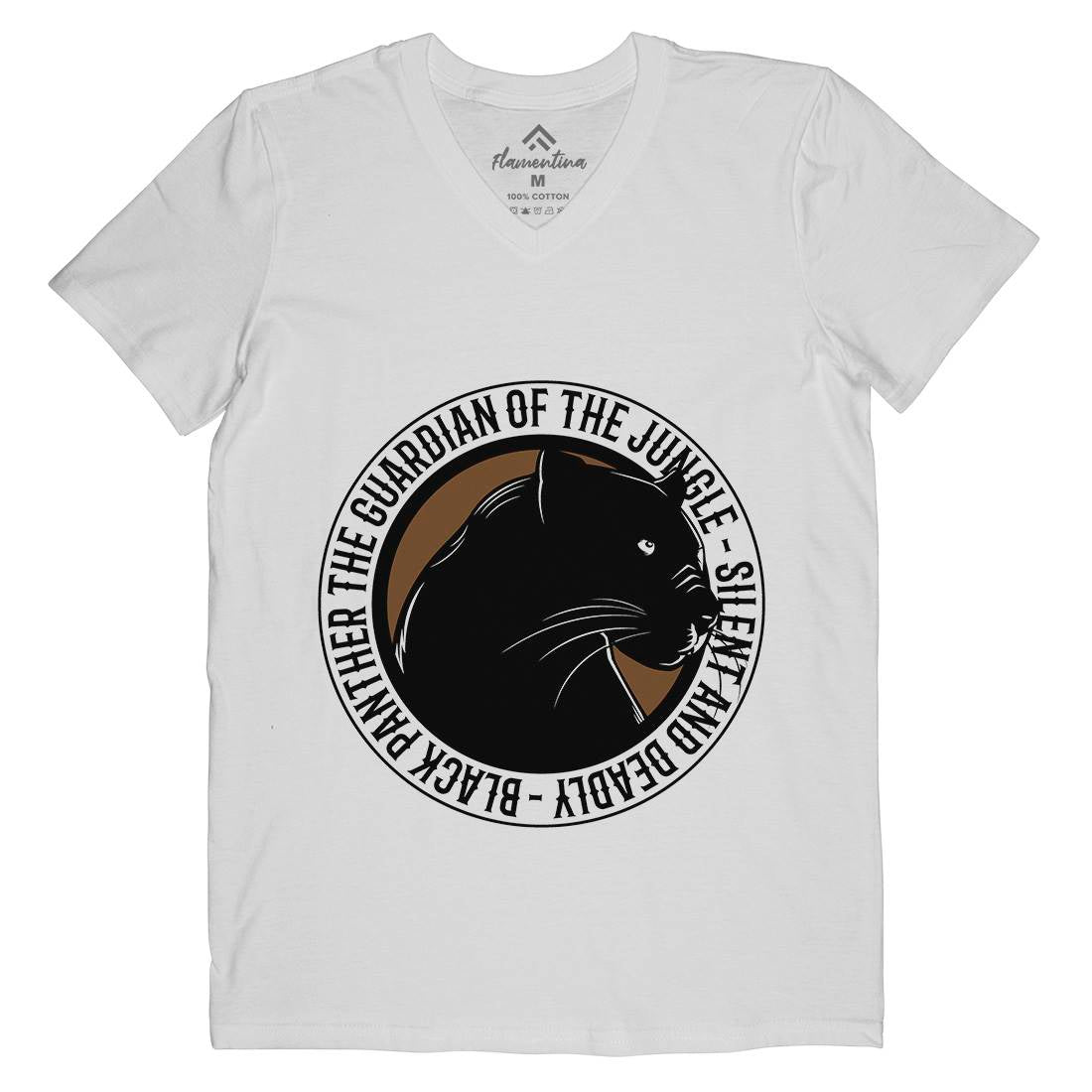 Panther Round Mens Organic V-Neck T-Shirt Animals B747
