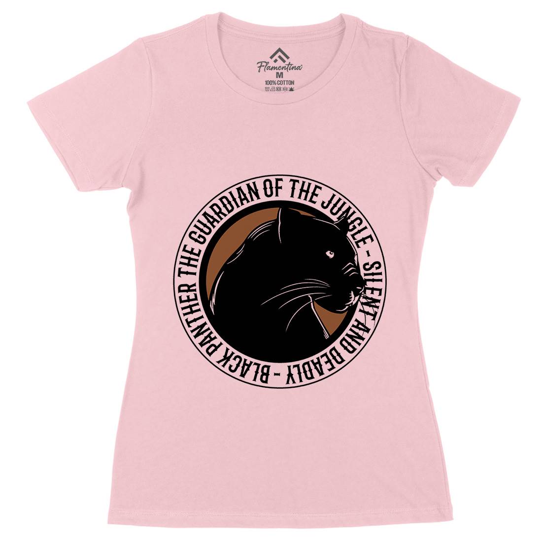 Panther Round Womens Organic Crew Neck T-Shirt Animals B747