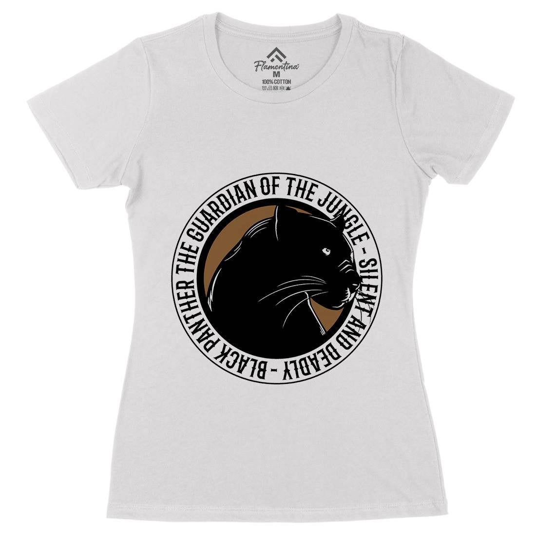 Panther Round Womens Organic Crew Neck T-Shirt Animals B747