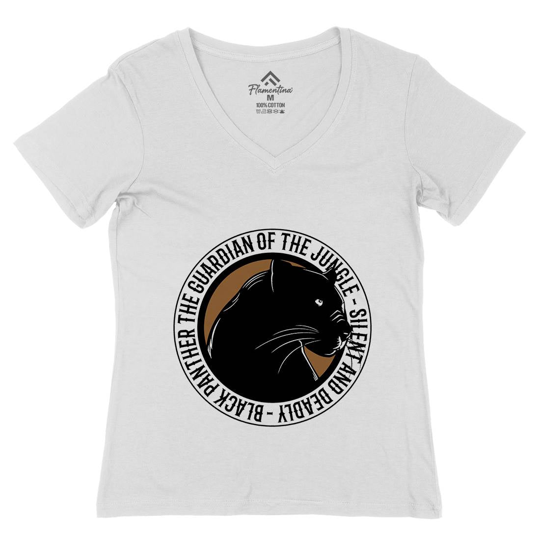 Panther Round Womens Organic V-Neck T-Shirt Animals B747