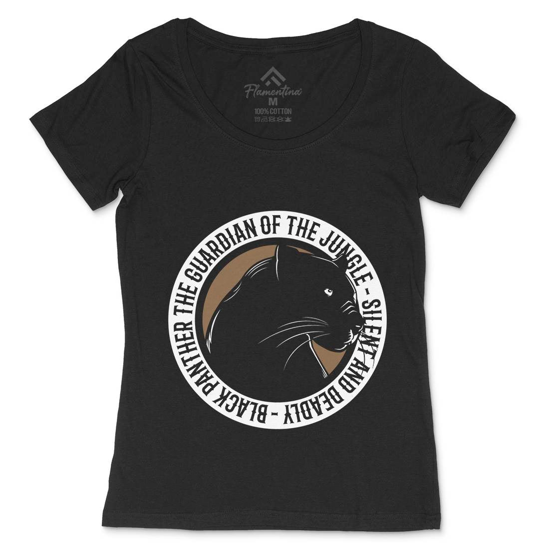 Panther Round Womens Scoop Neck T-Shirt Animals B747